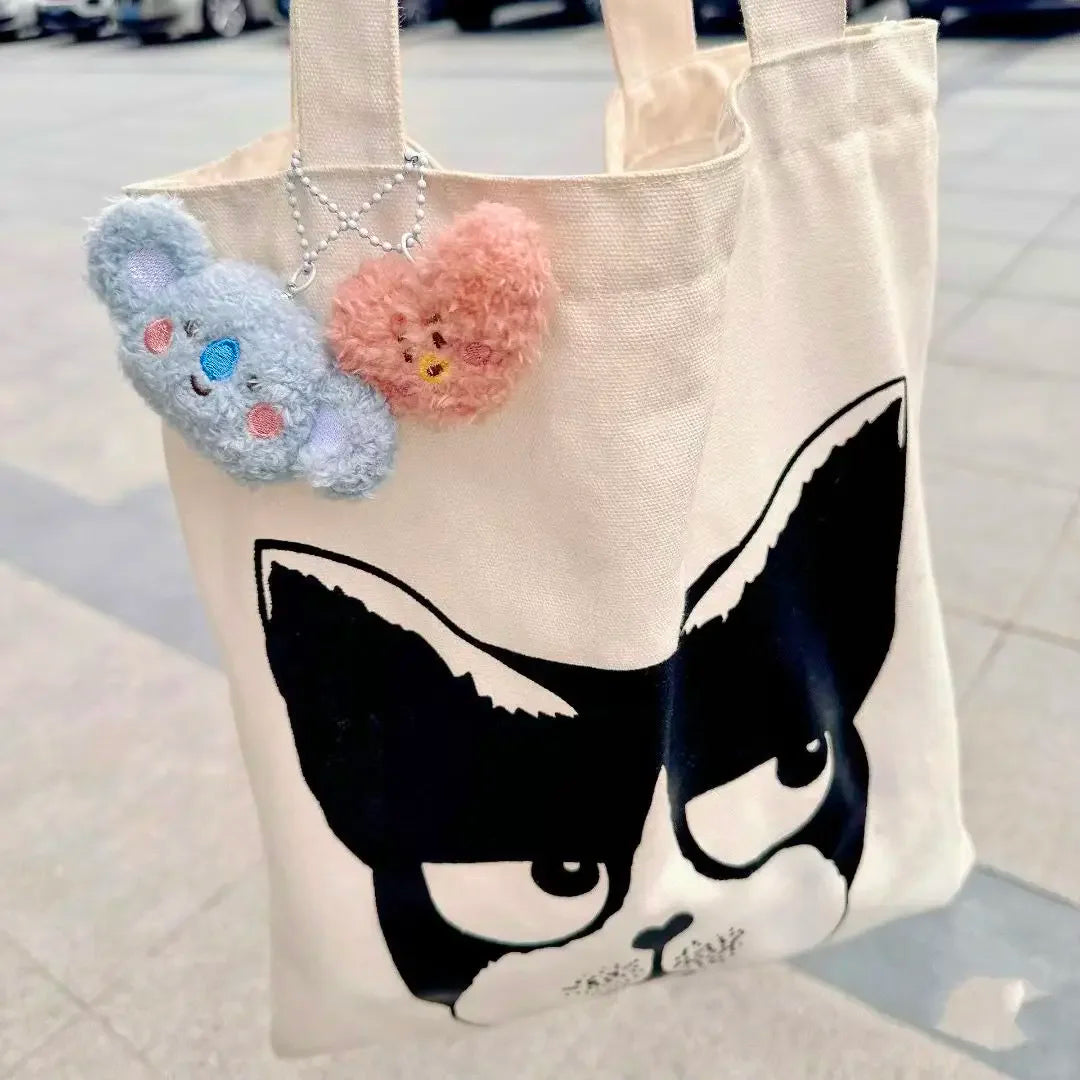 New K-pop bt21 mini plush keychain pendant doll, cute schoolbag pendant decoration, pink rabbit idol fan group purchase gift