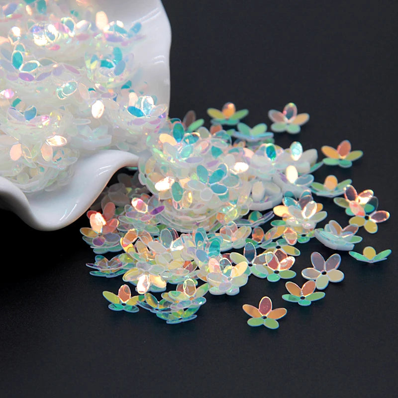 Sequin Matte White Color 10mm Cup Five Finger Flower Sequins Paillettes Sewing Wedding Craft Women Garments Accessories 10g/lot