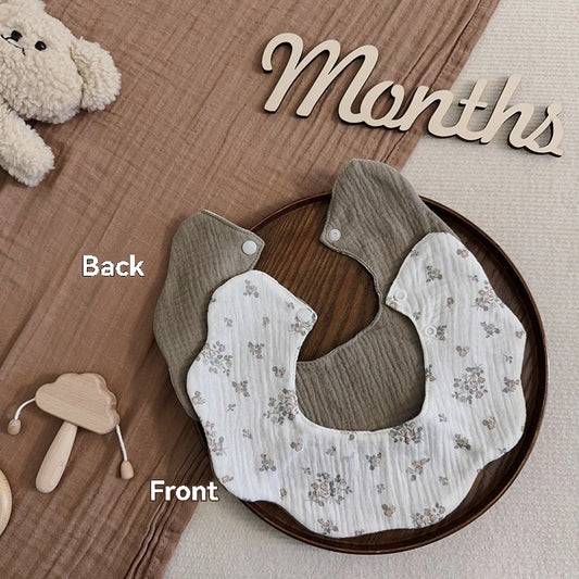 5-piece baby feeding bibs, made of pure cotton gauze, with cute patterns, soft and skin-friendly, double-sided use as drool rags