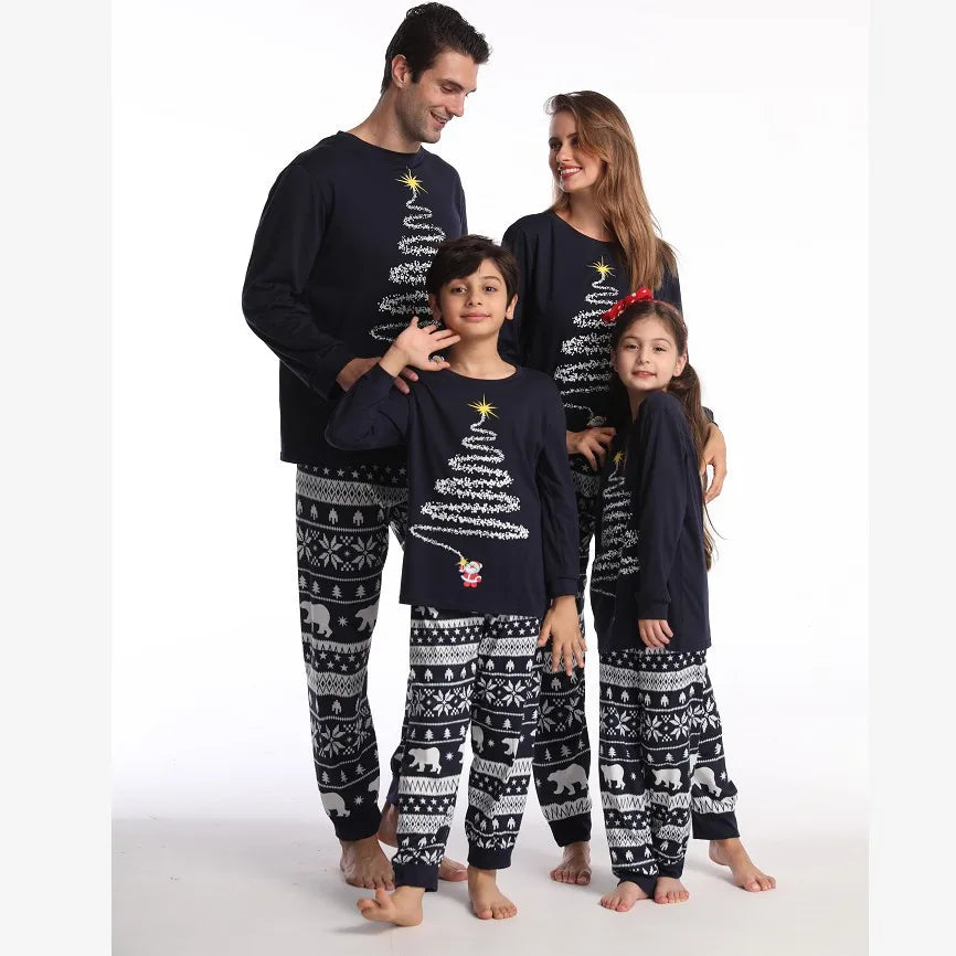Christmas Look Pajamas Set Mom Dad Kids Dog Matching Pyjamas Cute Elf Print Sleepwear Soft Loose 2 Pieces Suit Xmas Wear Pijamas