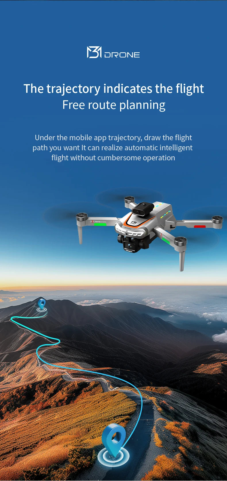 New Obstacle Avoidance M3 Drone Brushless Motor Helicopter Optical Flow Hovering GPS 8K 3 Camera Foldable Quadrotor Aircraft Toy