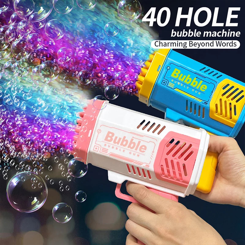 40 hole handheld fully automatic space light bubble machine electric children's toys without battery without  bubble water