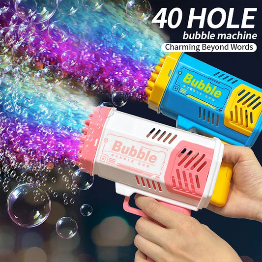 40 hole handheld fully automatic space light bubble machine electric children's toys without battery without  bubble water