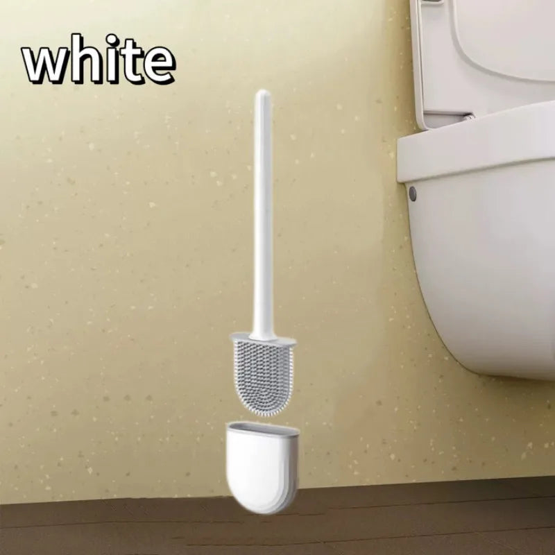 Hanging Silicone Toilet Brush Cleaner with Long Handle Flexible Cleaner Bathroom Brush Quick Drying Holder Bathroom Accessories