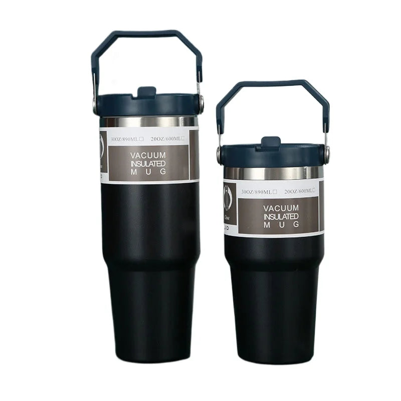 New American Simple Solid Color Stainless Steel Thermos Portable Car Easy To Carry Water Cup Thermal Insulation Cold Ice Cup
