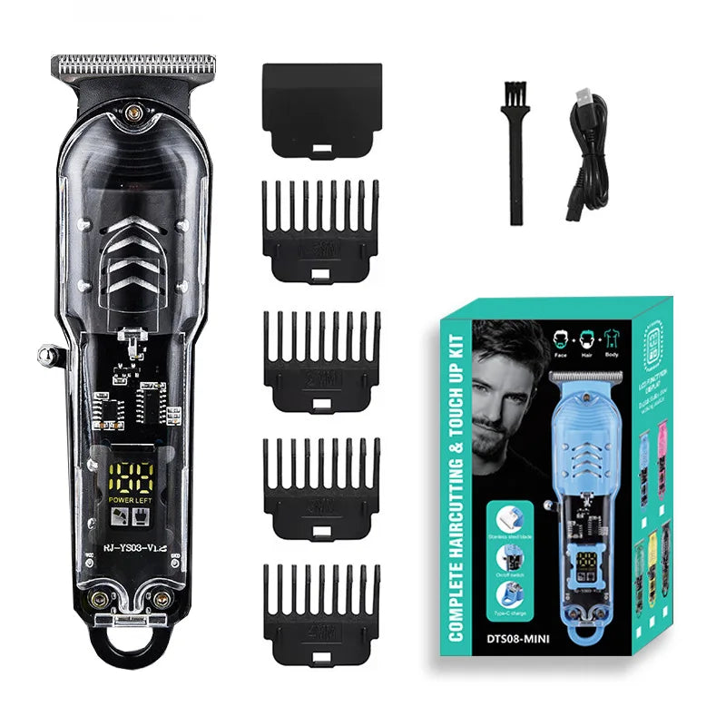 Hair Cut Machine Rechargeable Hair Clippers Transparent Professional Clippers Electric Hair Trimmers Shaver for Men Cordless