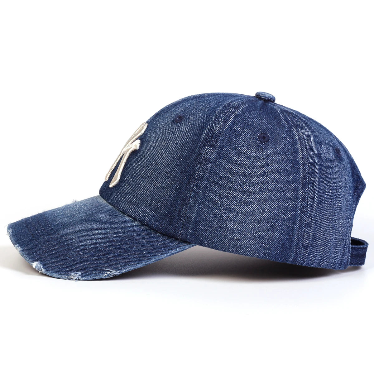 Unisex Letter Embroidery Hole Denim Baseball Caps Spring Autumn Outdoor Adjustable Casual Hats Sunscreen Hat