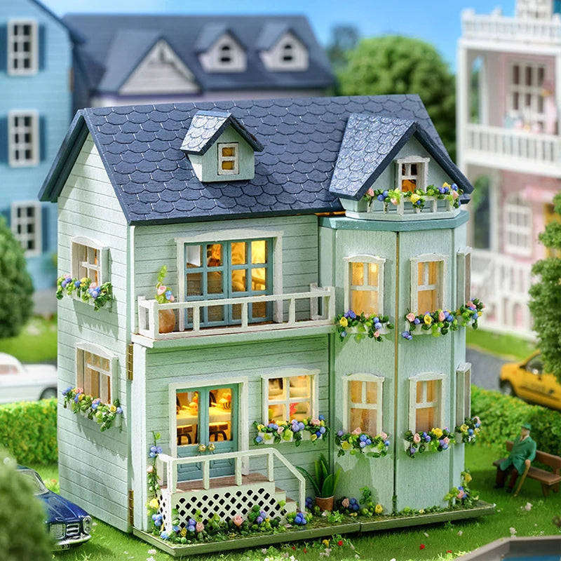 DIY Wooden Doll Houses Mini Assembly Handmade Small House Creative Scene Decoration DollHouse For Toys Birthday Gifts