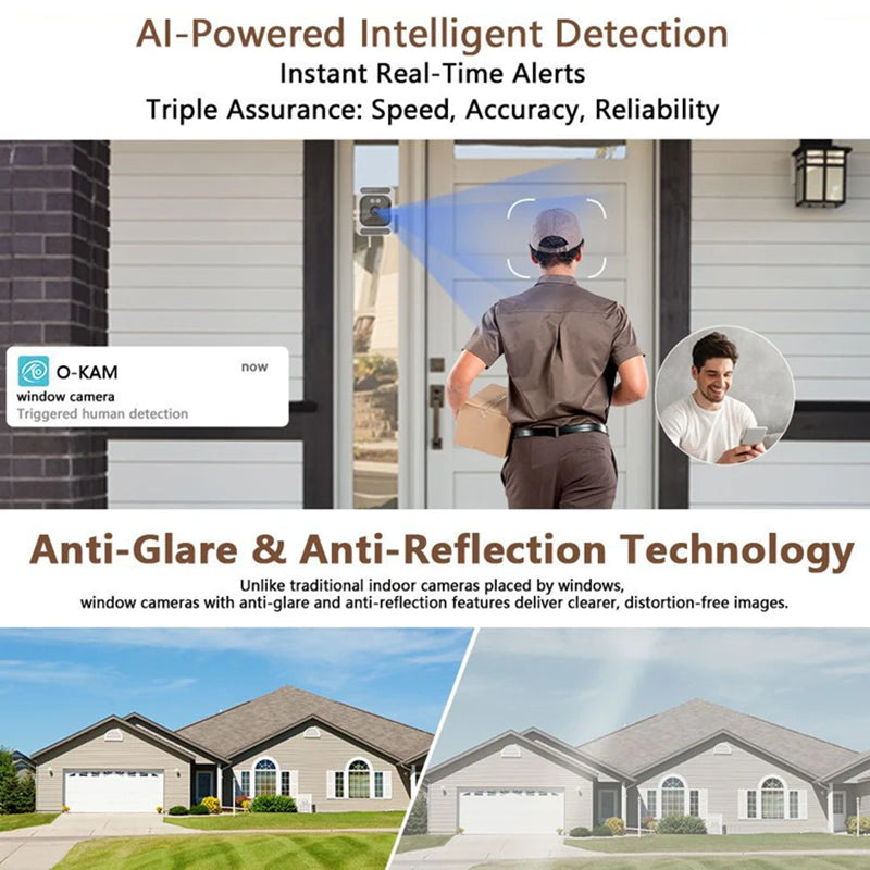 3MP Resolution Window Mini Camera Full-Color Night Vision ThroughWindow Camera Replaces Outdoor Cameras 2.4/5GHz WiFi Camera