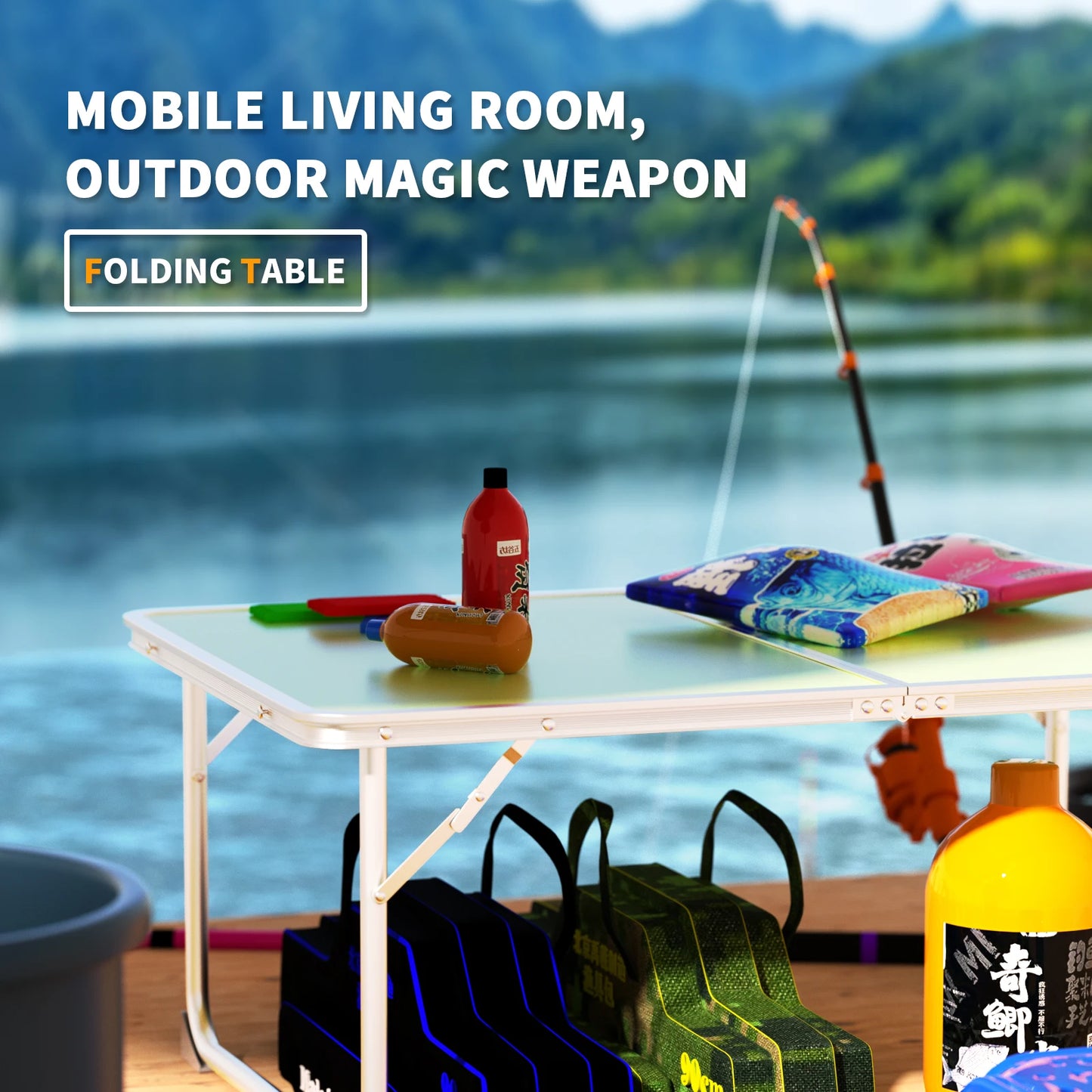 Small Folding Picnic Camping Table, Aluminium Lightweight Foldable Outdoor Garden Backyards BBQ Portable Table,60x40x26cm Table