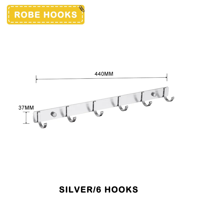 Space Aluminum With Multiple Robe Hooks Hanging Clothes Key Storage Hooks Save Space Towel Rack With Hook Bathroom Accessories