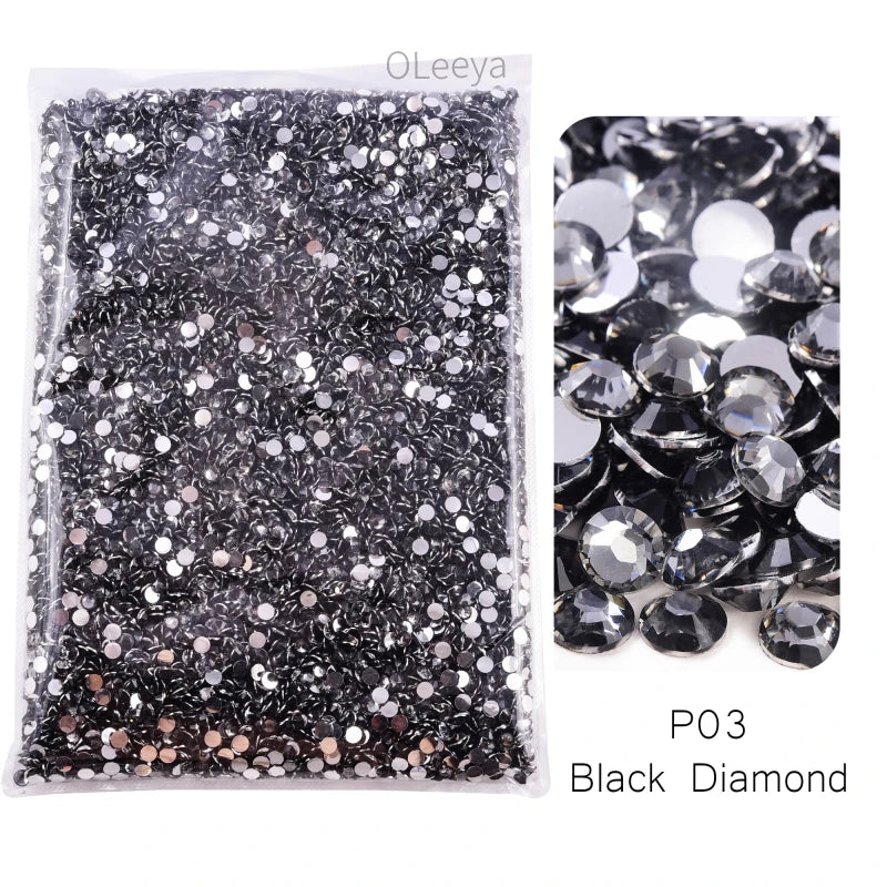 Oleeya Wholesale Flatback Silver bottom Resin Cтразы Non hotfix Rhinestones in Big Package Glitter Crystals and Strass For 네일파츠