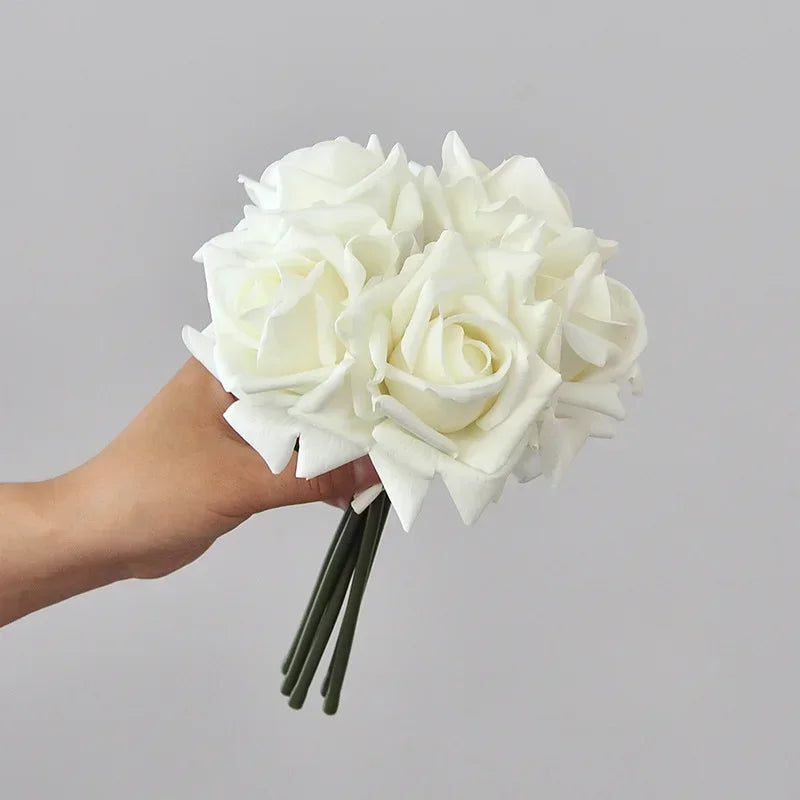 5 Head Curled Rose Bouquet with Artificial Moisture Sensation High-end Silk Flower Home Decoration Wedding Decoration