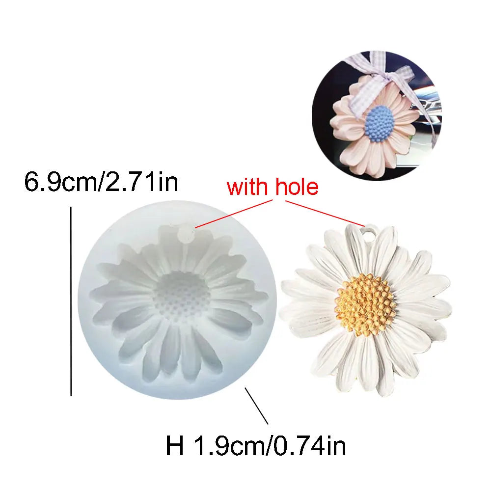 Daisy Silicone Scented Candle Mold Sunflower Candle Resin Crafting Mold for DIY Car Decor Handmade Chrysanthemum Drip Glue Gifts