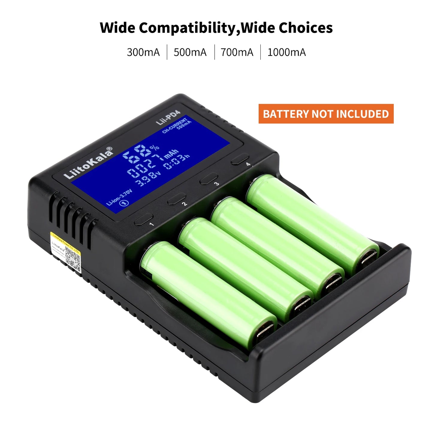 LiitoKala Lii-PD4/PD2 AC PD Charger LCD Fast Charging 4/2-Bay for 21700/18650/AA/AAA Multi-Protection Auto-Detect