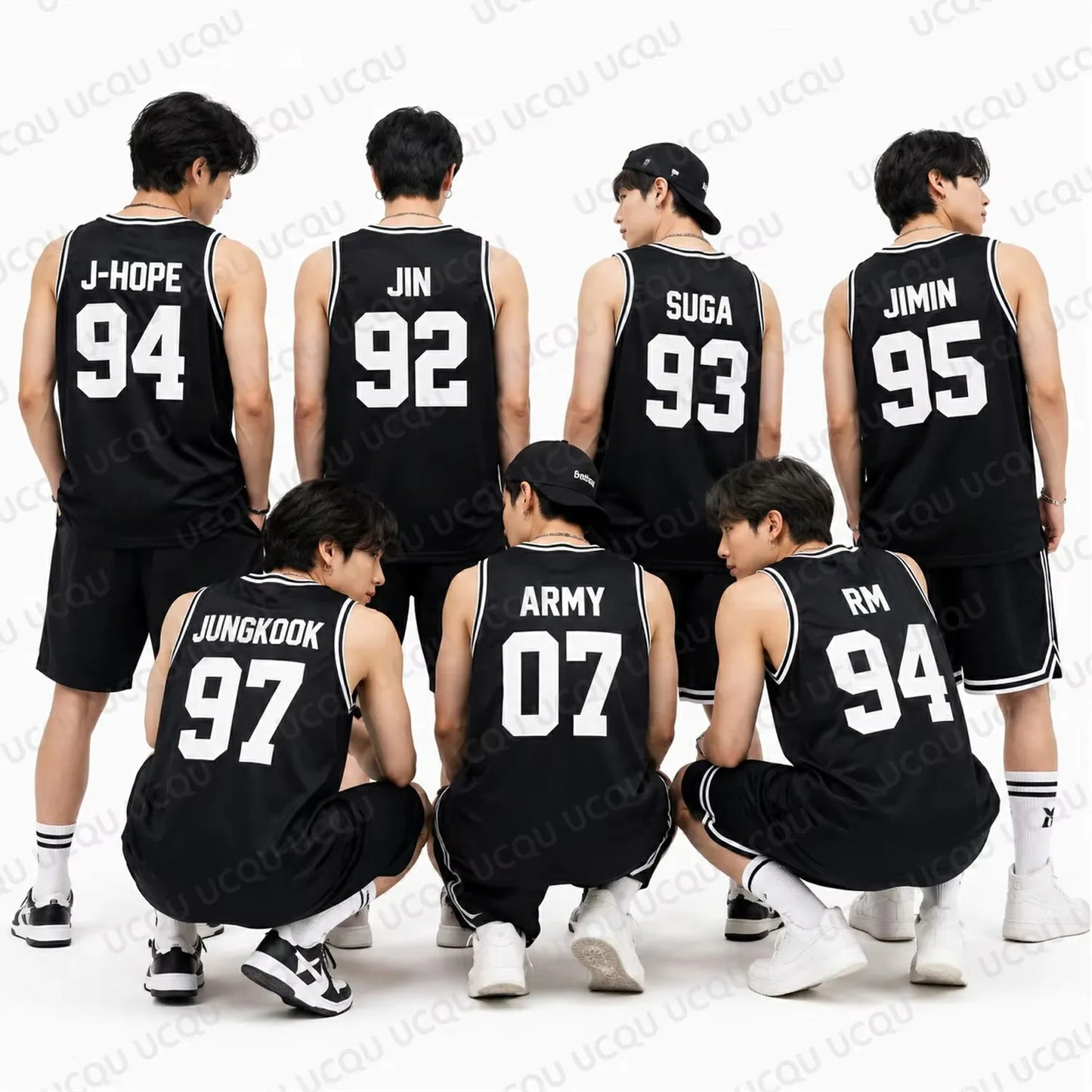 Members Number Basketball Tank Top Black White Striped Mesh Sleeveless Vest Kpop Army Concert Oversized Fan Sports Jersey