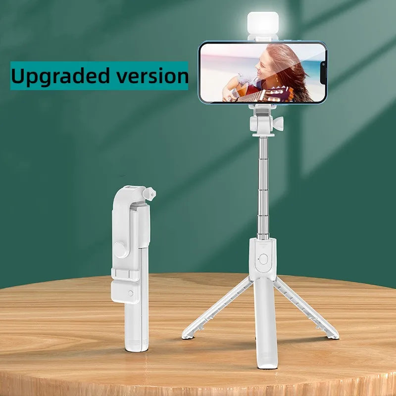 Cell Phone Selfie Stick Tripod Bluetooth Remote Wireless Selfi Stick Phone HolderStand with Beauty Fill Light for Phone