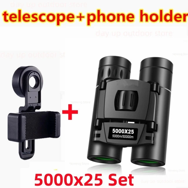 9000x25 HD Zoom Portable Powerful Binoculars Long Range BAK4 Telescope Jumelles Folding Optics for Outdoor Hunting Camping