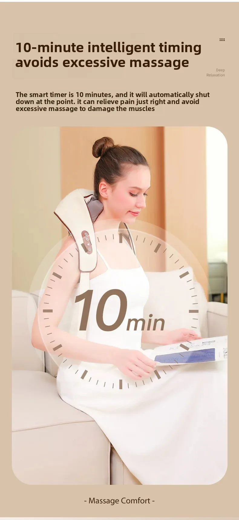 New USB Tape Neck Shiatsu Massage Belt Neck Back Shoulder and Neck Massager U-shape Electric Neck Massager with long-las