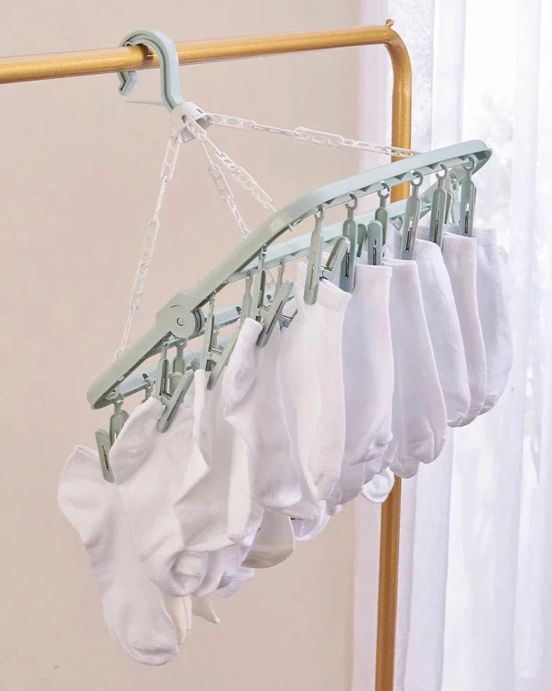 1/3PCS Foldable Drip Hanger with 32 Clips - Plastic Hanging Drying Rack for Clothes Underwear Socks Suitable for Bedroom Balcony