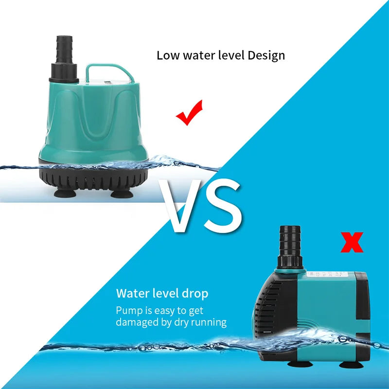 5/8/18/25/40/60/90W Fish Tank Bottom Suction Submersible Pump Bottom Filter Silent Suction Feces Change Pump Multi-function Pump