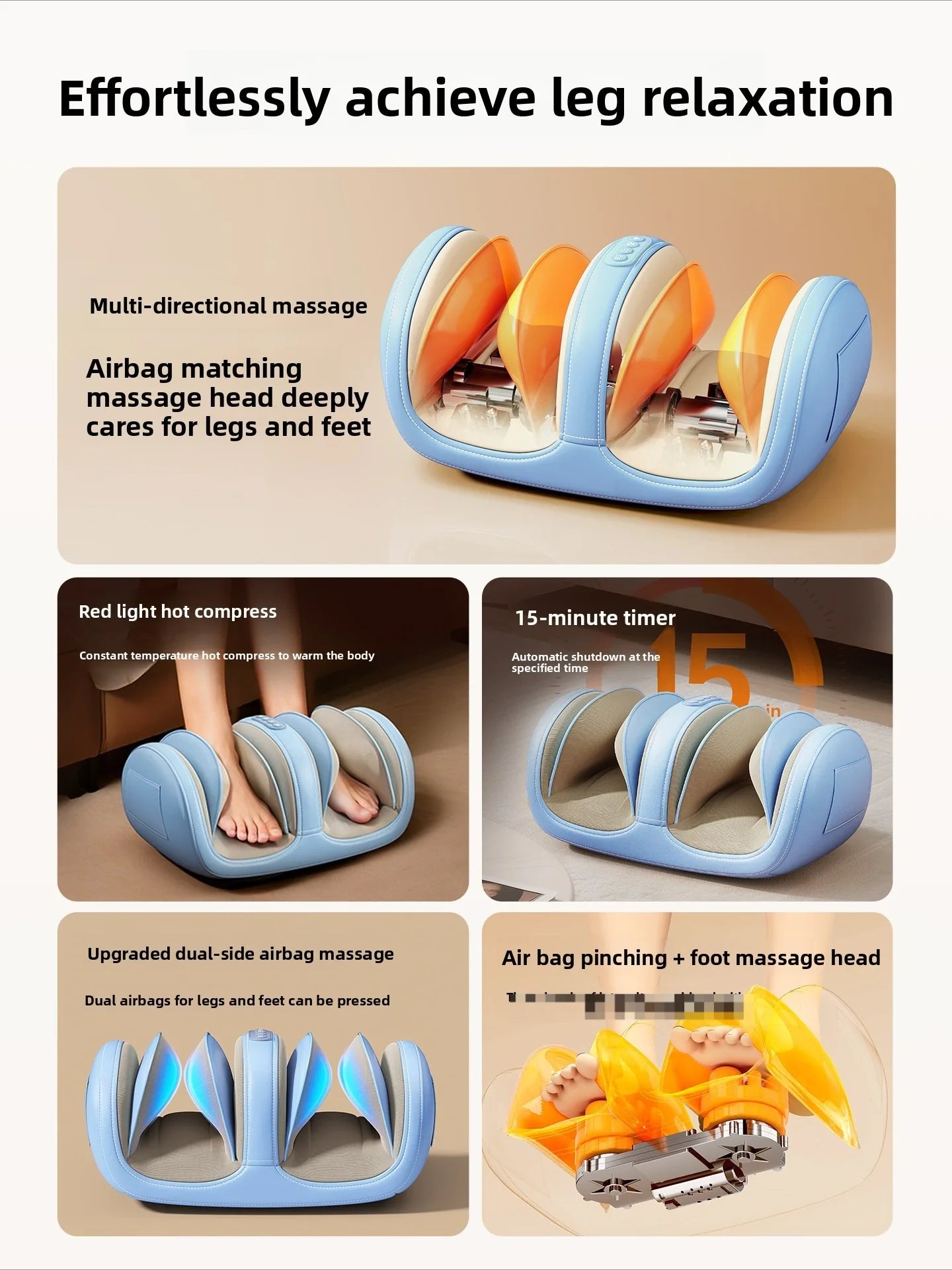 Air Pressure Leg Massager Foot Massage Multi-functional Widened Kneading Squeeze Deep Relaxation Calf With Remote Control