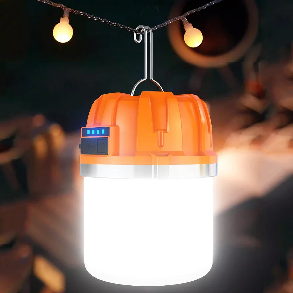 Powerful LED Camping Lights Built-in Battery USB Rechargeable Camping BBQ Tents Super Bright Hanging Lantern Power Bank