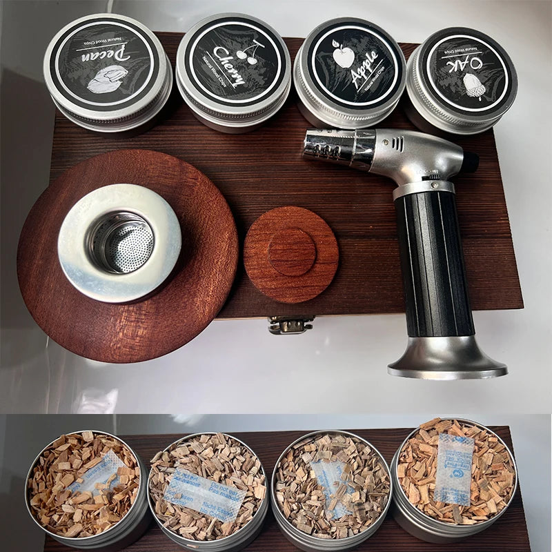 Cocktail Smoking Set Collection Supply Chain Multi-Style WhiskeyWooden Smoked Hood Smoker Cocktail Accessories Kitchen Bar Tools