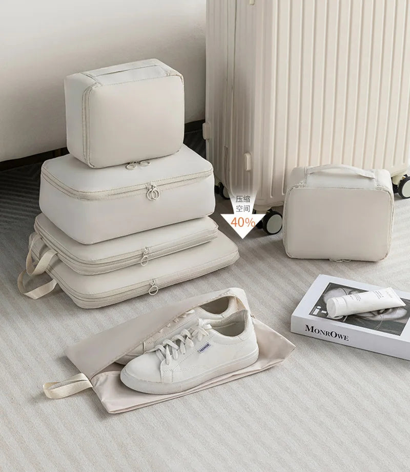 6Pcs Travel Compression Packing Cubes Bag Waterproof Handheld Clothe Separation Storage Bag Portable Suitcase Clothes Organizers