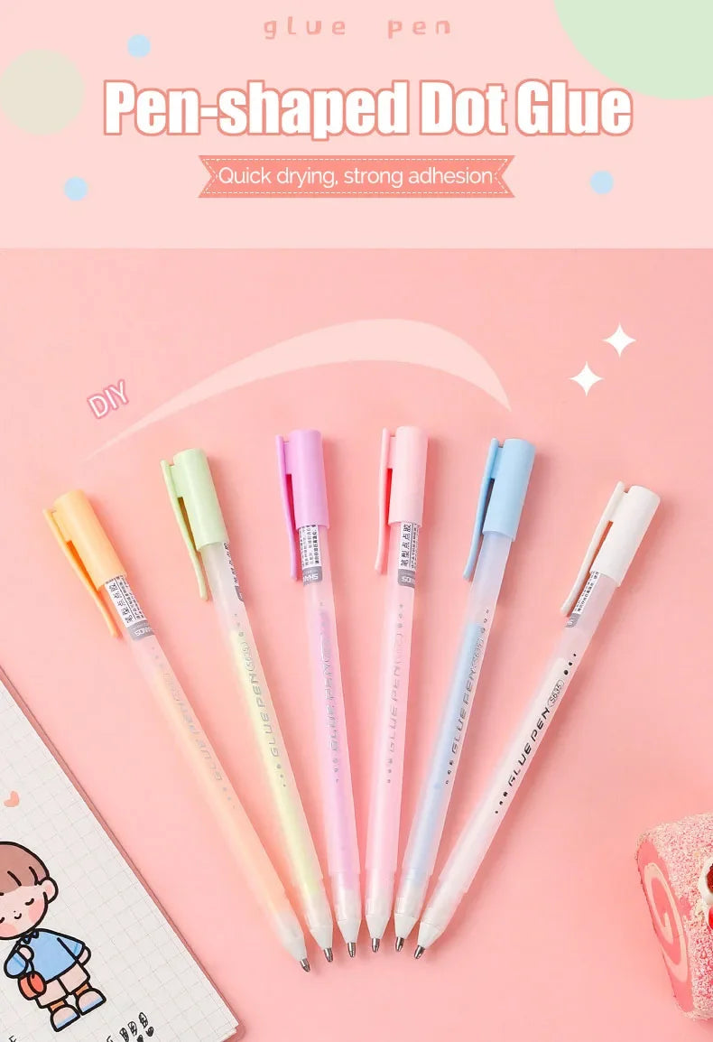 Candy Color Glue Pen Handbook Dispensing Pen Quick-Drying Dot Gule Stick DIY High Viscosity Glue School Office Supplies