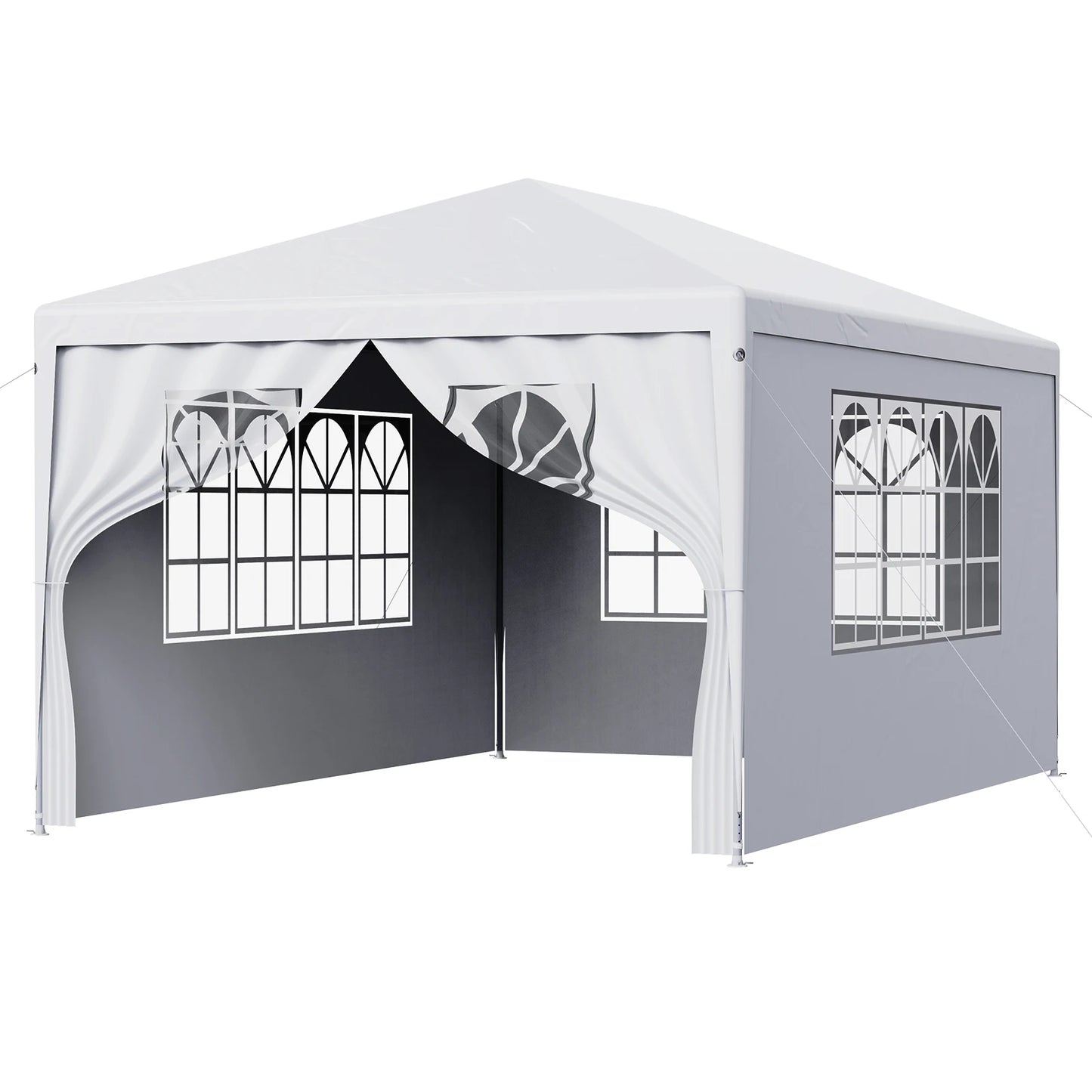 LOEFME 3x4M Enclosed Canopy Tent UV Protection Garden Gazebo Party Tent with Window Panels Zipper Door for Wedding Outdoor
