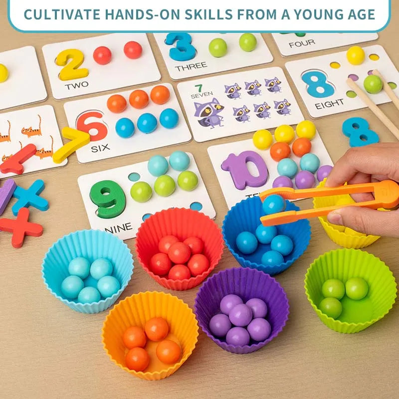 Montessori Math Early Teaching Aids Kids Puzzle Clip Beads Number Cognitive Matching Puzzle Baby Fine Action Toys