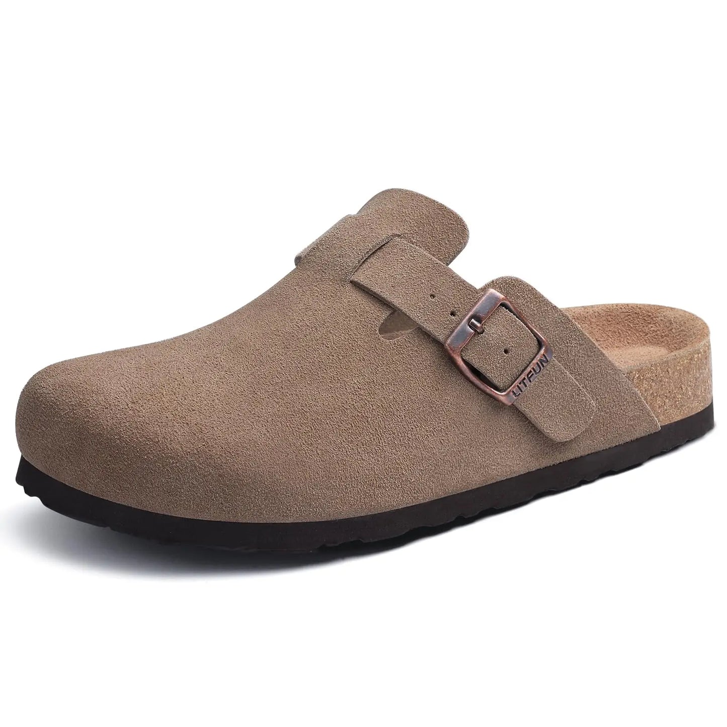 Asgard Women's Genuine Leather Clogs Soft Cork Footbed Cow Suede Mules With Adjustable Strap Fashion Comfort Slip on Slippers