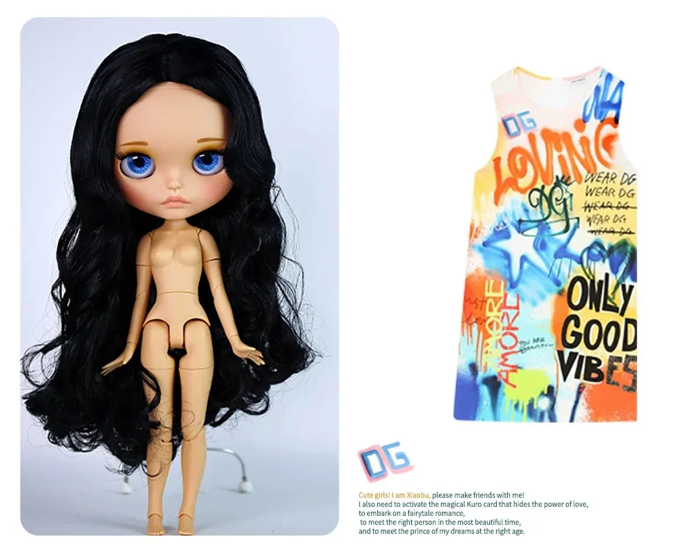 ICY DBS Blyth 30cm Doll Tan Skin Matte Face Glossy Face Pouting Lips 19 Joints Body Doll DIY Makeup Costume Doll Girls Gift Toy