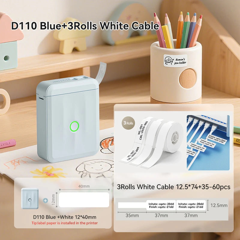 NIIMBOT D110 Upgraded Version Thermal Label Printer Mini Portable Smart Label Maker With Tape for Office Home Kitchen School