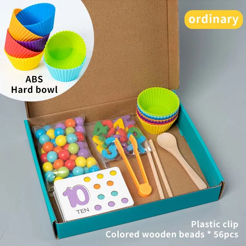 Montessori Math Early Teaching Aids Kids Puzzle Clip Beads Number Cognitive Matching Puzzle Baby Fine Action Toys