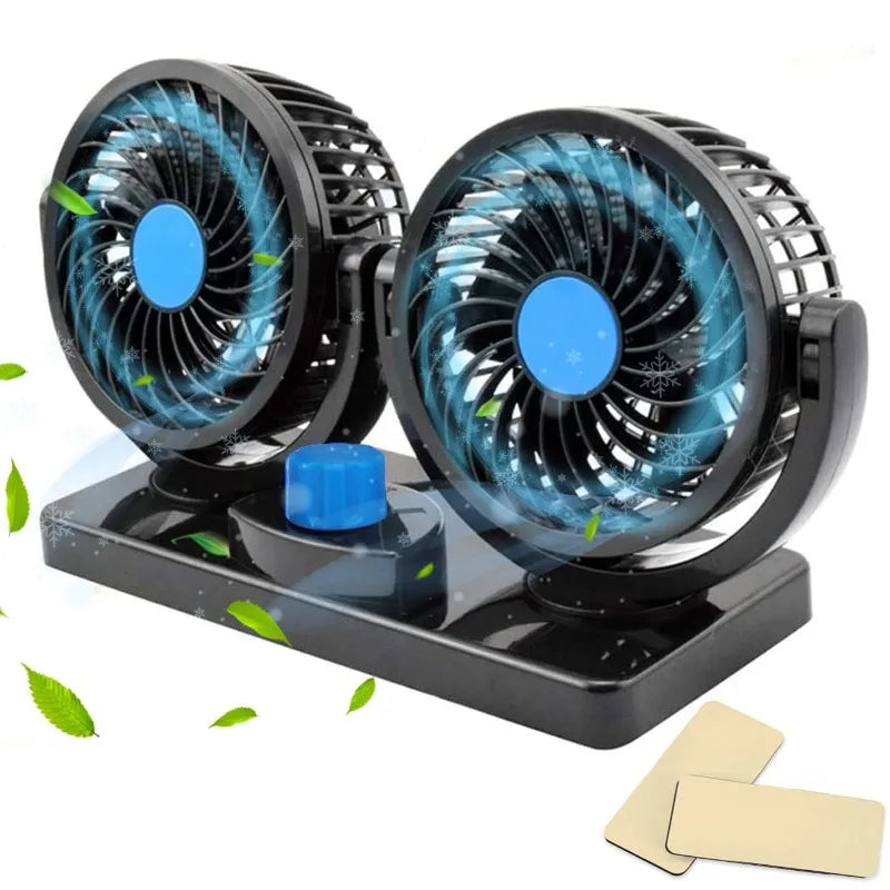 Professional Dual Fans 360 Rotation Multi Angle Cooling Fan for Sedan RV Truck Boat Vehicles Camping Office Desk Use Accessory