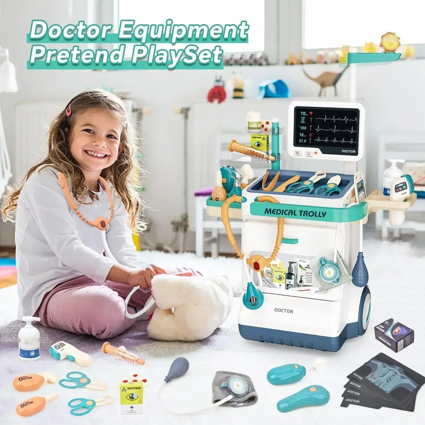 Kids Doctor Toy Pretend Doctor Playset for Toddlers with Medical Station Stethoscope Role Play Kit Medical Toy for Girls Boys