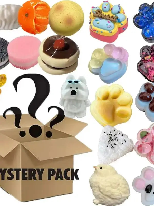Hot Blind Box Mystery Kawaii Cat Paw Mochi Squishy, Simulated Food Fidget Toy, Cute Squeeze Foot Toy Antistress Stress-Relief