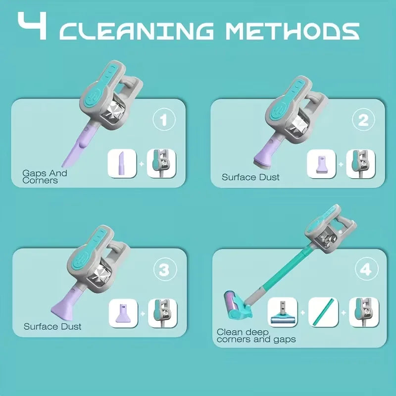 Electric vacuum toy set, three in one design, durable and safe, suitable for children over 3 years old, perfect for fun and play