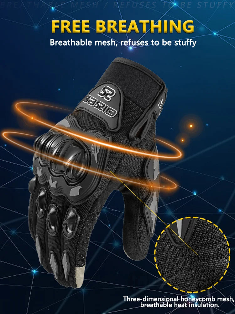 Ummer Breathable Full Finger Motorcycle Gloves Non-slip Wear-resistant Motocross Racing Gloves Touch Screen Moto Biker Gloves