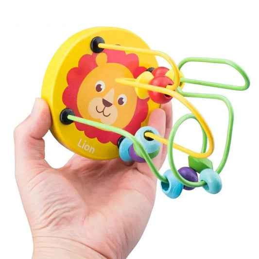 Wooden Colorful Bead Maze Roller Coaster Toy, Montessori Hand-Eye Coordination Educational Interactive Learning Gift