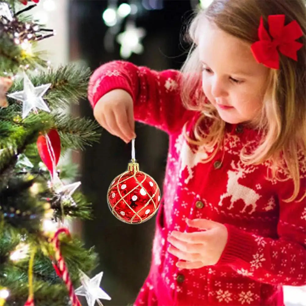 16PCs/Box 6cm Shiny Glitter Christmas Ball Ornaments Shatterproof Christmas Tree Hanging Ornaments Pendants Party Decorations