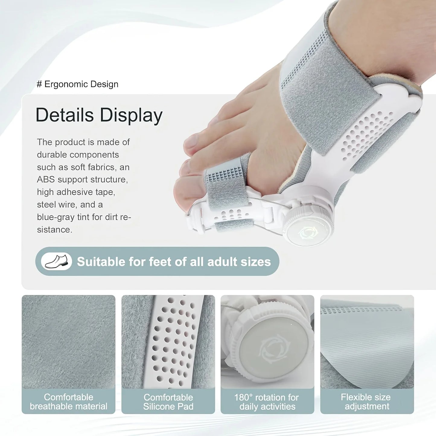 Big Toe Orthopedic Toe Straightener Hallux Valgus Orthotics Adjuster Correction Bunions Corrector for Left & Right Feet Rotatabl
