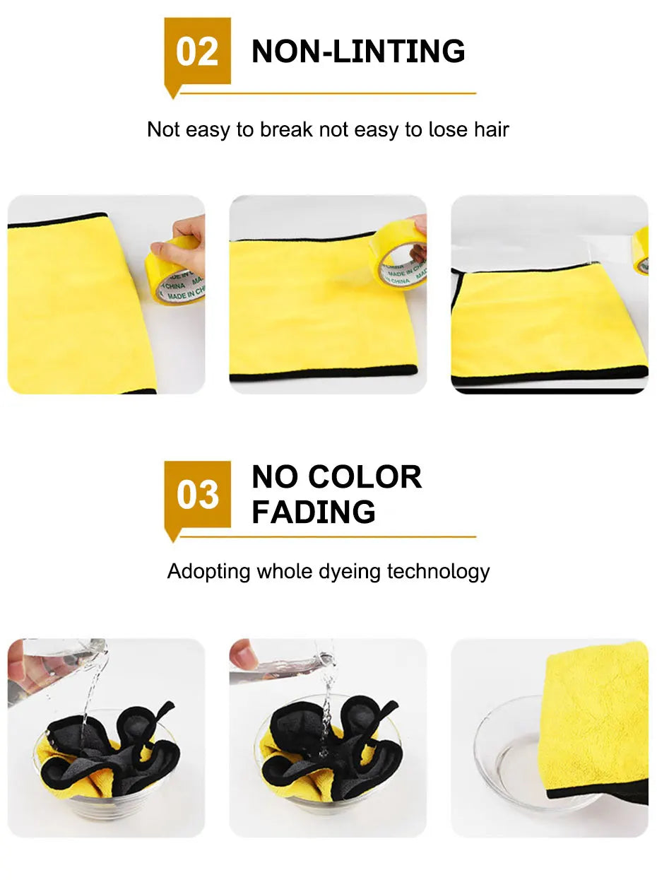 SEAMETAL Microfiber Car Washing Towel 400GSM Double-Sided Coral Velvet Clean Towels High Water Absorption Car Wash Drying Cloth
