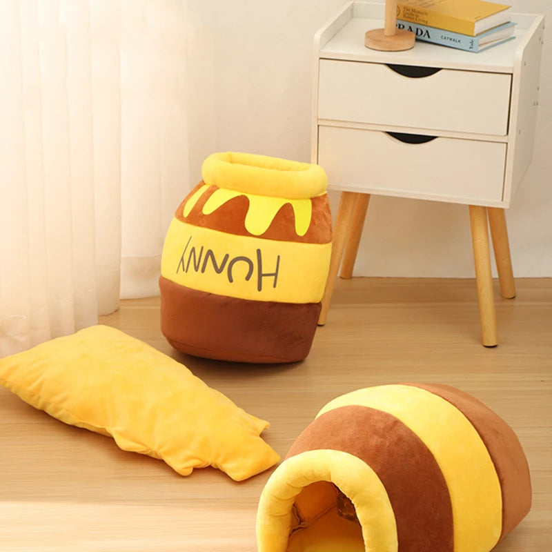 New honey jar cat nest semi-enclosed autumn and winter warm puppy nest soft, comfortable and breathable pet supplies