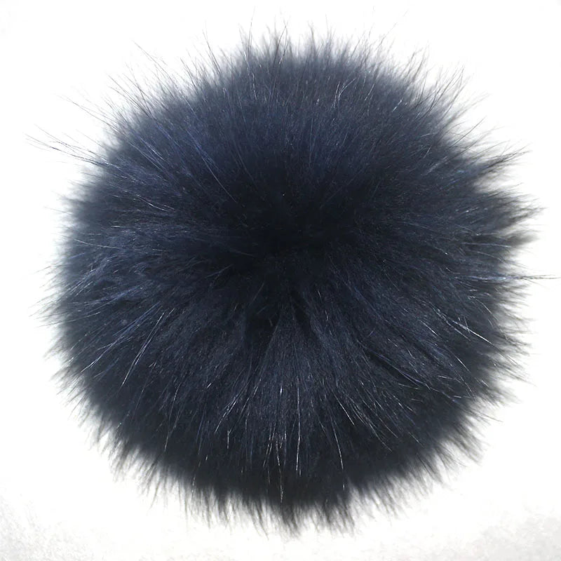 Big Fluffy Real Fur Fox Pompoms With Button DIY Raccoon Fur Pom Poms Balls Natural Fur Pompon For Scarves Hats Caps Accessories