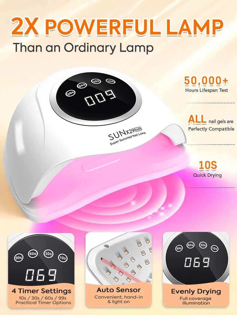 DianaBeauty 380W Professional UV LED Nail Lamp For Quick Drying Gel Nail Polish 90LEDS Gel Drying Lamp With 4 Timer Setting