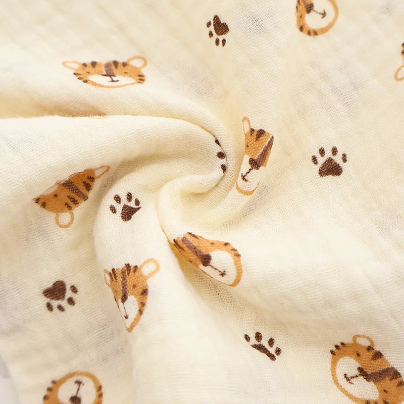 0-2Year Baby Bibs Saliva Scarf 5Pcs Triangle Scarf Cartoon Bear 4-Layer Linen Cotton Newborn Boy Girl Absorbent Cloth Baby Bibs