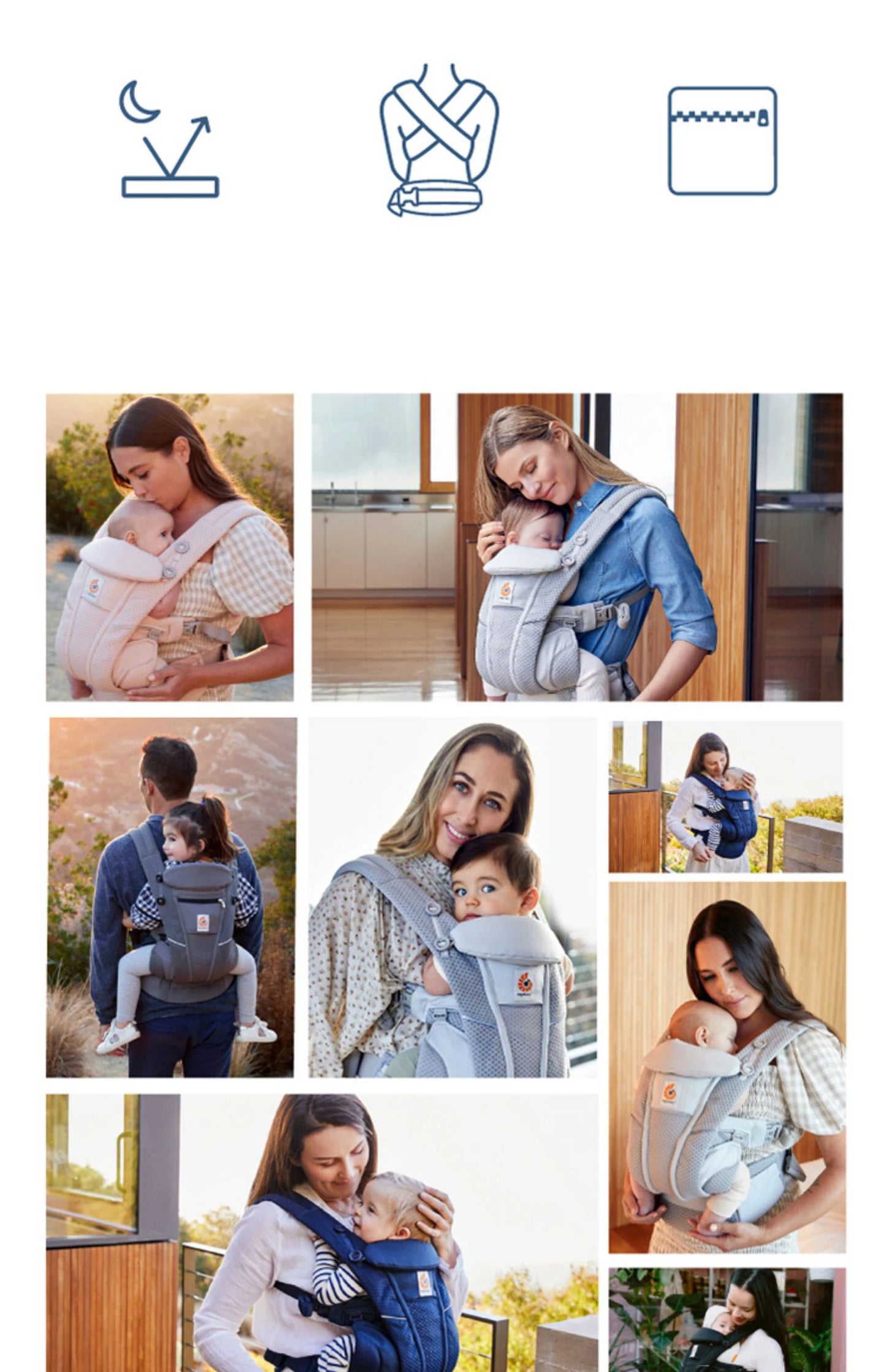 Ergobaby All Carry Positions Breathable mesh baby carrier, enhancing lumbar support and airflow (7-45 pounds)